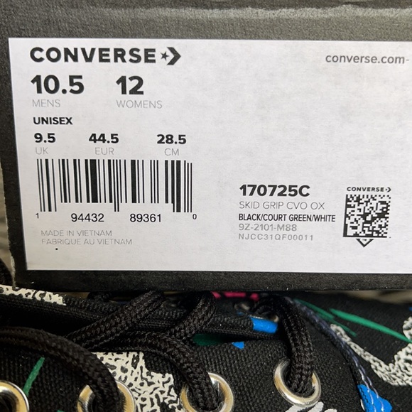 Converse Skid Grip CVO OX Archive Print - Black/Court Green/White MEN`S - Picture 16 of 16